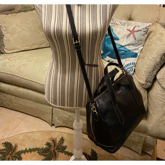 Fossil Hailey Black Leather Satchel /Crossbody bag - Picture 11 of 12